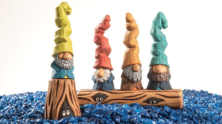 Tiny Carved Gnome Stumps and Logs